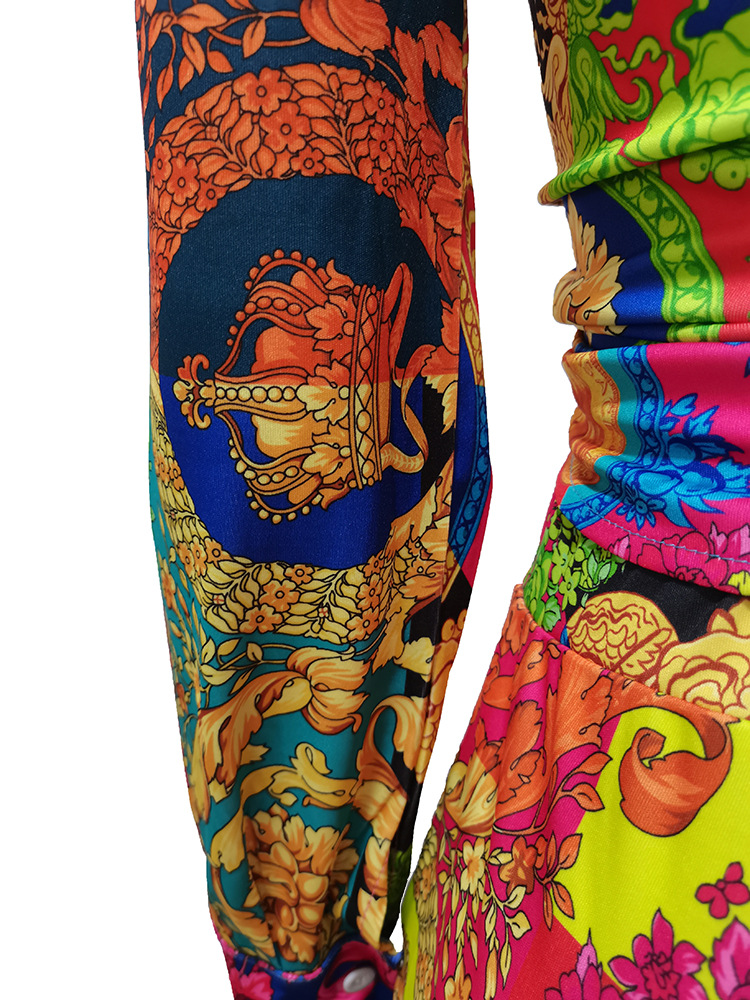 CM.YAYA Autumn Letter Leaf Print Women's Set Blouses Shirt Legging Pants Suit Active Wear Tracksuit Two Piece Set Fitness Outfit