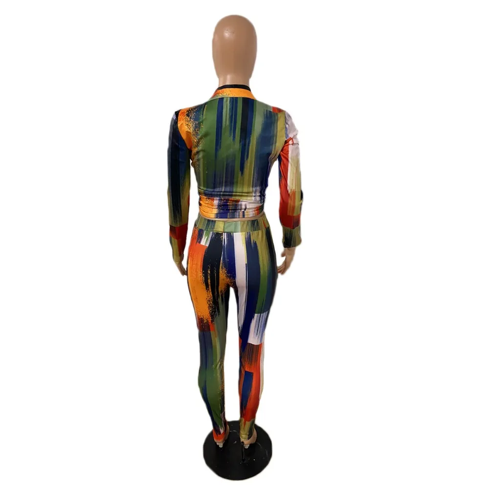 CM.YAYA Autumn Letter Leaf Print Women's Set Blouses Shirt Legging Pants Suit Active Wear Tracksuit Two Piece Set Fitness Outfit