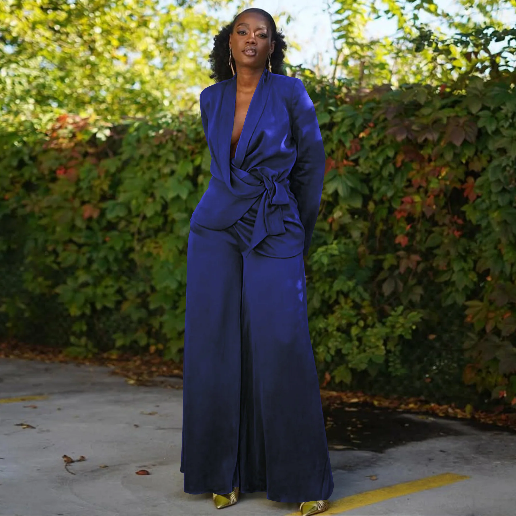 GLCMYAYA Street OL Work Women's Set Long Sleeve Blazers Tops and Wide Leg Pants Suit 2025 Fall Vacation Two 2 Piece Set Outfits GLCMYAYA Street OL Work Women's Set Long Sleeve Blazers Tops and Wide Leg Pants Suit 2025 Fall Vacation Two 2 Piece Set Outfits