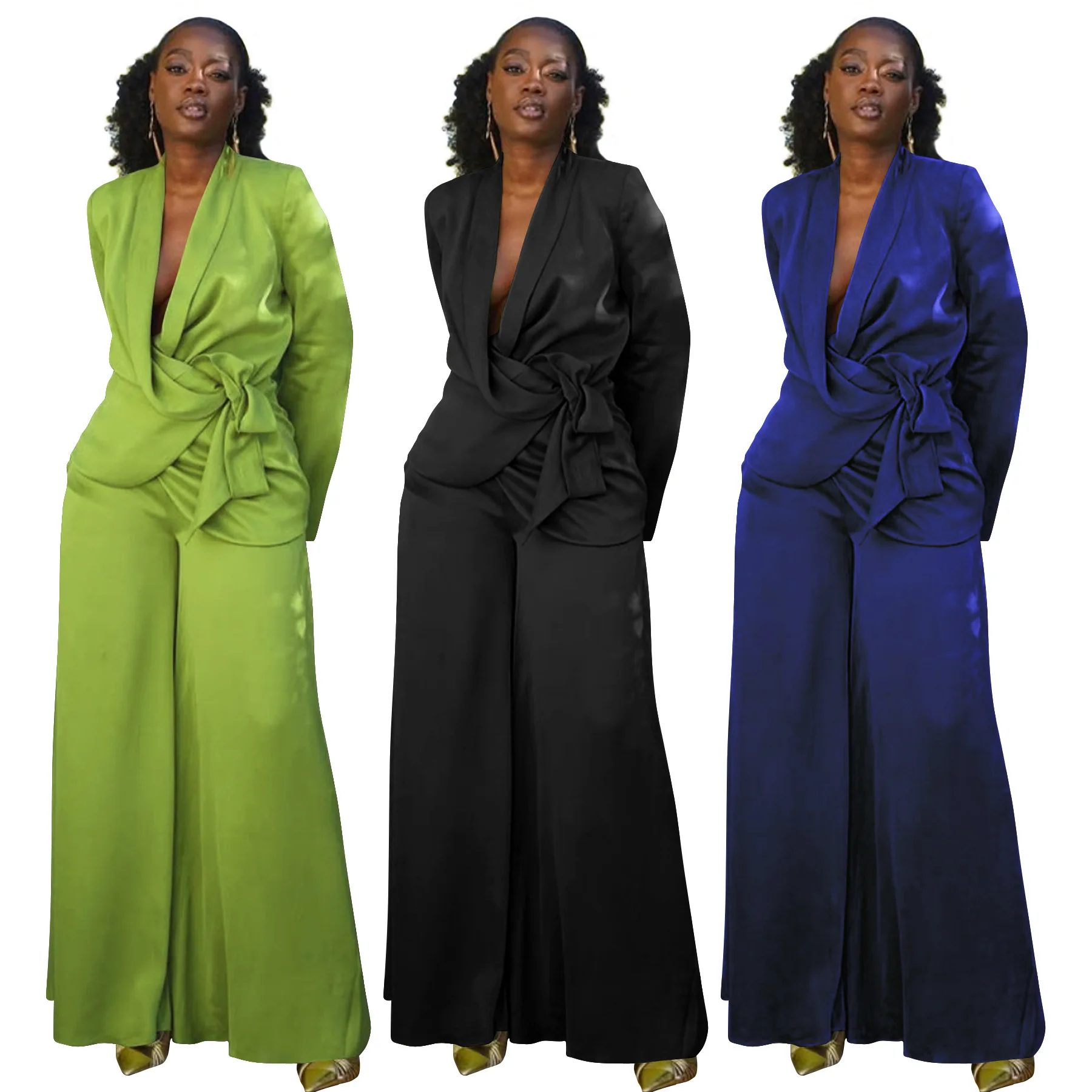 GLCMYAYA Street OL Work Women's Set Long Sleeve Blazers Tops and Wide Leg Pants Suit 2025 Fall Vacation Two 2 Piece Set Outfits GLCMYAYA Street OL Work Women's Set Long Sleeve Blazers Tops and Wide Leg Pants Suit 2025 Fall Vacation Two 2 Piece Set Outfits