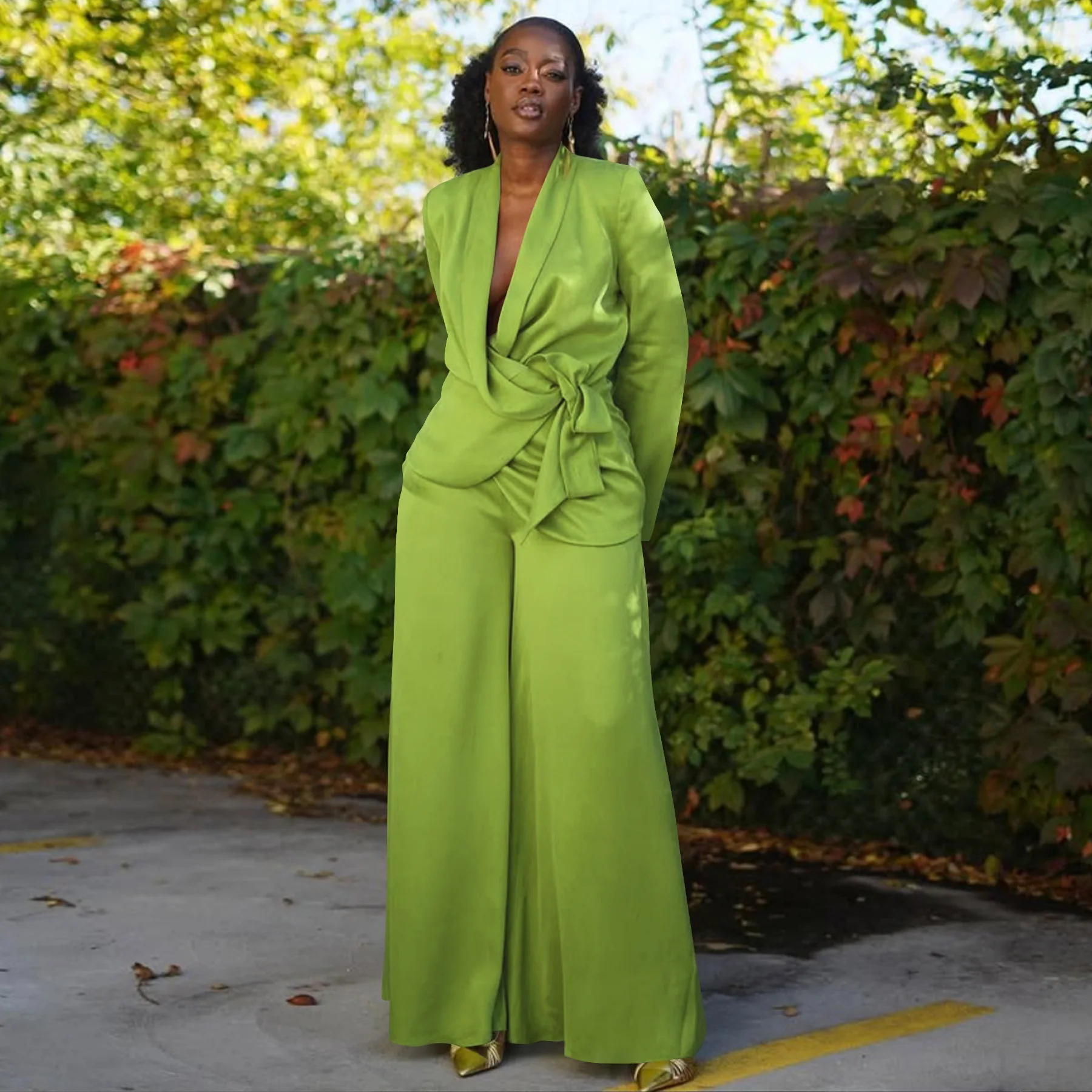 GLCMYAYA Street OL Work Women's Set Long Sleeve Blazers Tops and Wide Leg Pants Suit 2025 Fall Vacation Two 2 Piece Set Outfits GLCMYAYA Street OL Work Women's Set Long Sleeve Blazers Tops and Wide Leg Pants Suit 2025 Fall Vacation Two 2 Piece Set Outfits