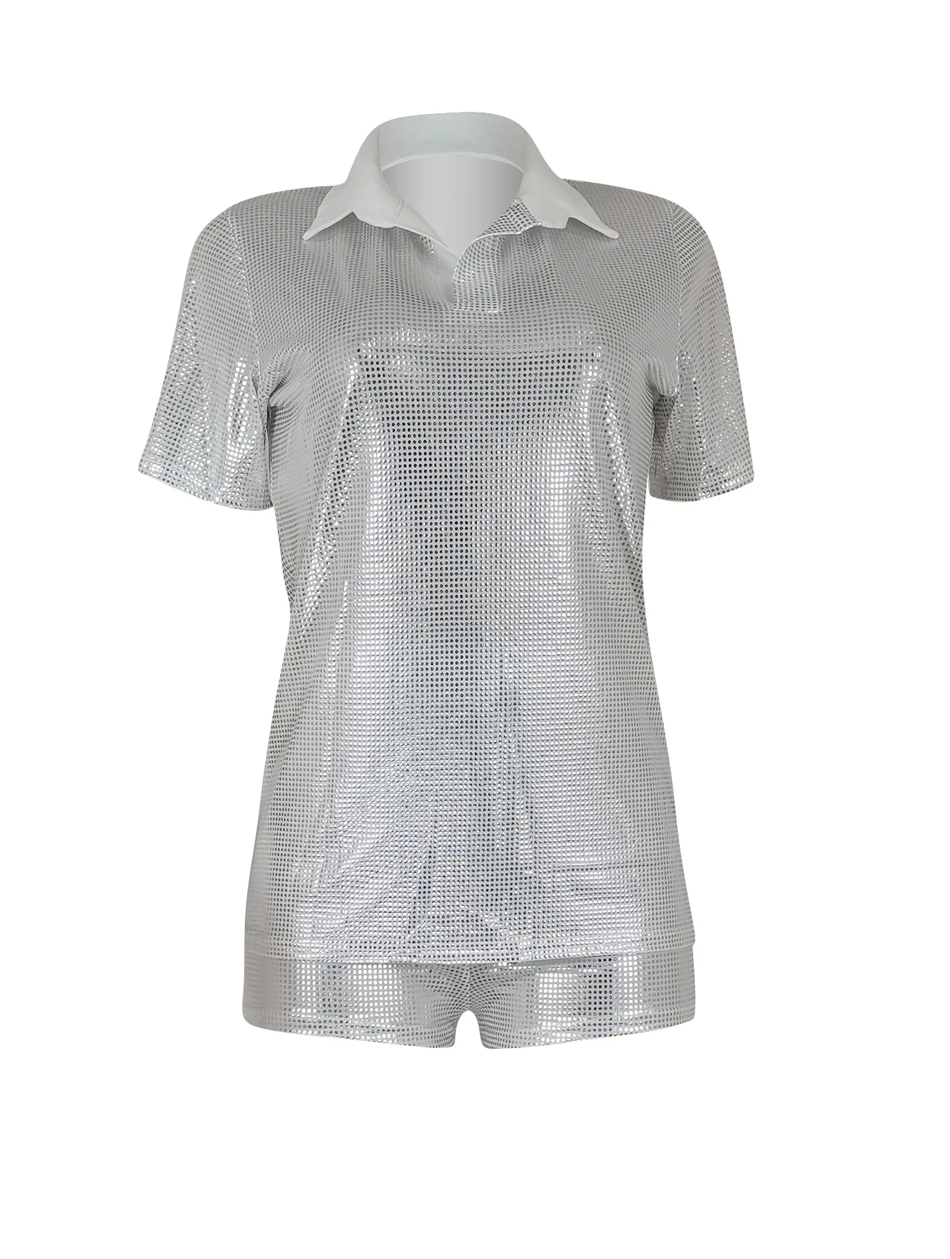 CM.YAYA Fashion Giliding Women's Set Short Sleeve Polo-collar T-shirt and Shorts 2023 Summer Two 2 Piece Set Outfits Tracksuit