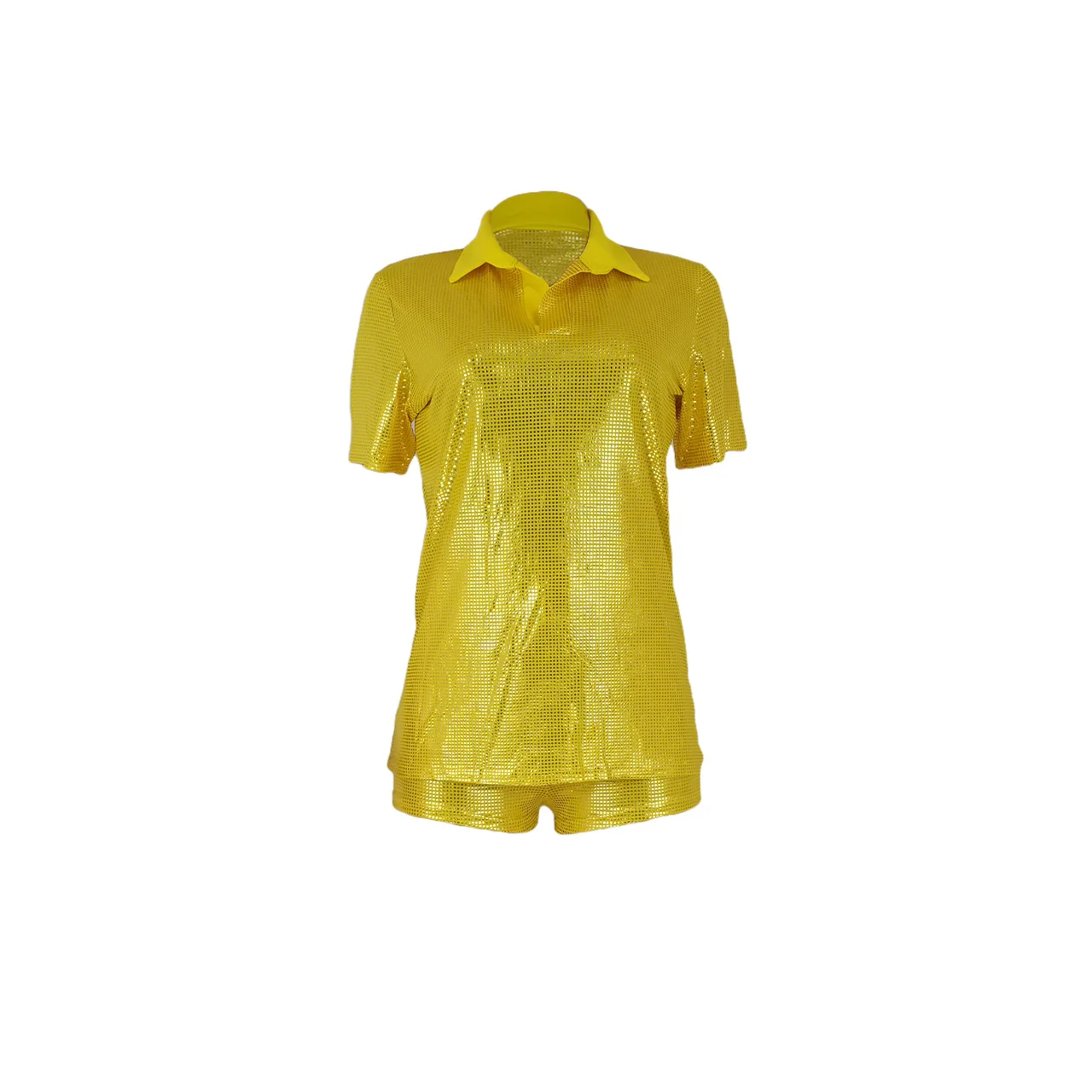 CM.YAYA Fashion Giliding Women's Set Short Sleeve Polo-collar T-shirt and Shorts 2023 Summer Two 2 Piece Set Outfits Tracksuit