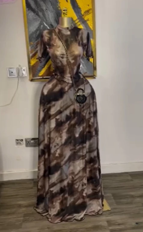 GLCMYAYA Elegant Women's Set Short Sleeve O-neck Print Tops + Long Skirts Set 2025 Autumn Tracksuit Sexy Two 2 Piece Set Outfits