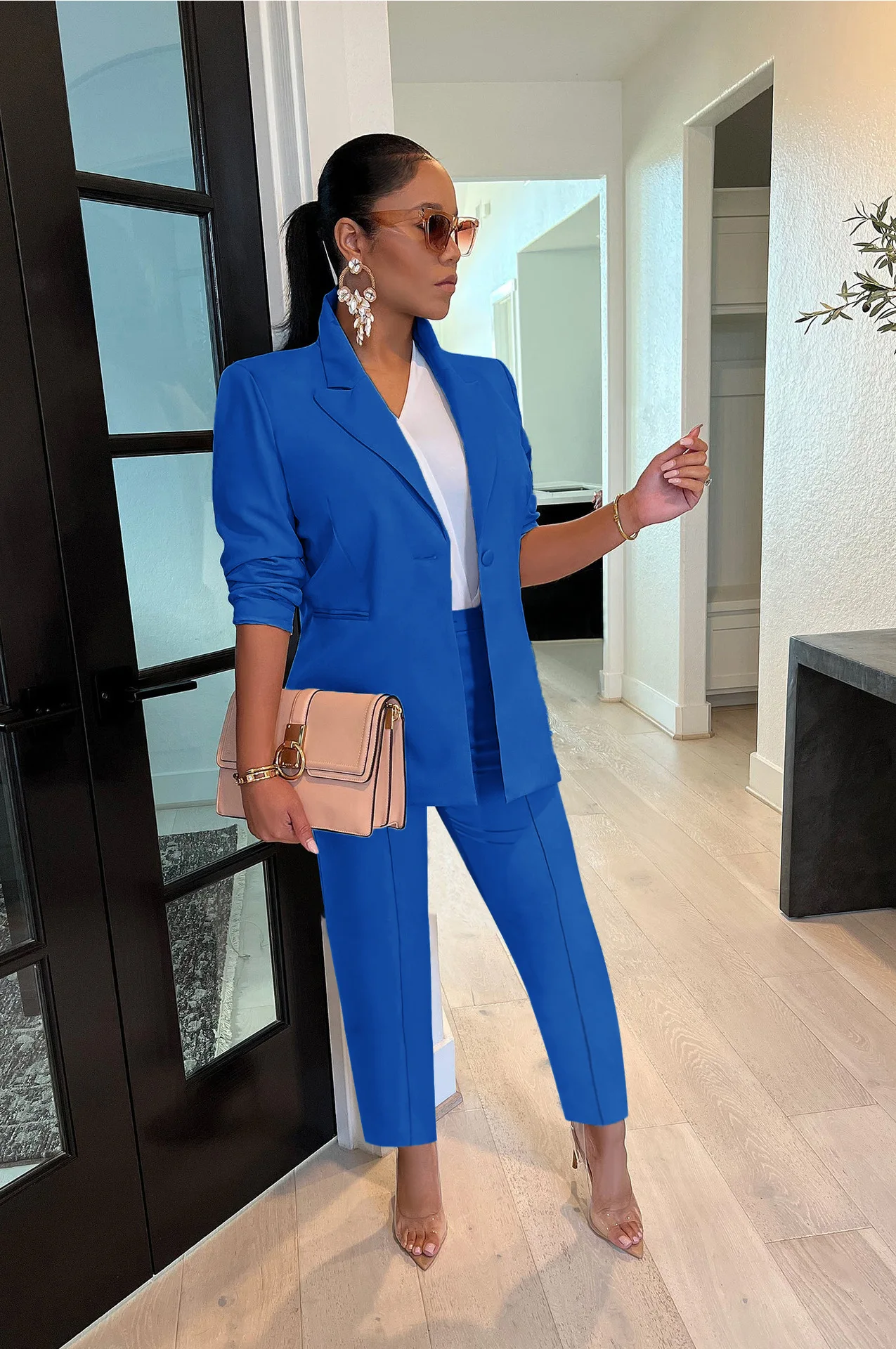 CM.YAYA Elegant Solid Blazer Suit and Pants Two 2 Piece Set  Women 2023 Autumn Winter Classic OL Street Outfit Tracksuit