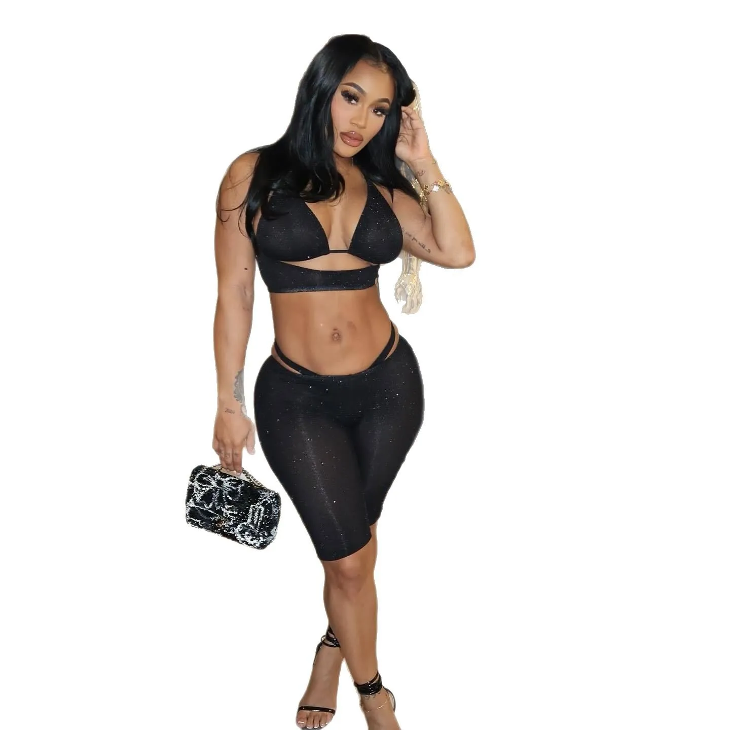 CM.YAYA Fashion Yoga Fitness Women's Set Sleeveless Bra Tops and Shorts 2025 Summer Sporty Two 2 Piece Sets Outfits Tracksuit