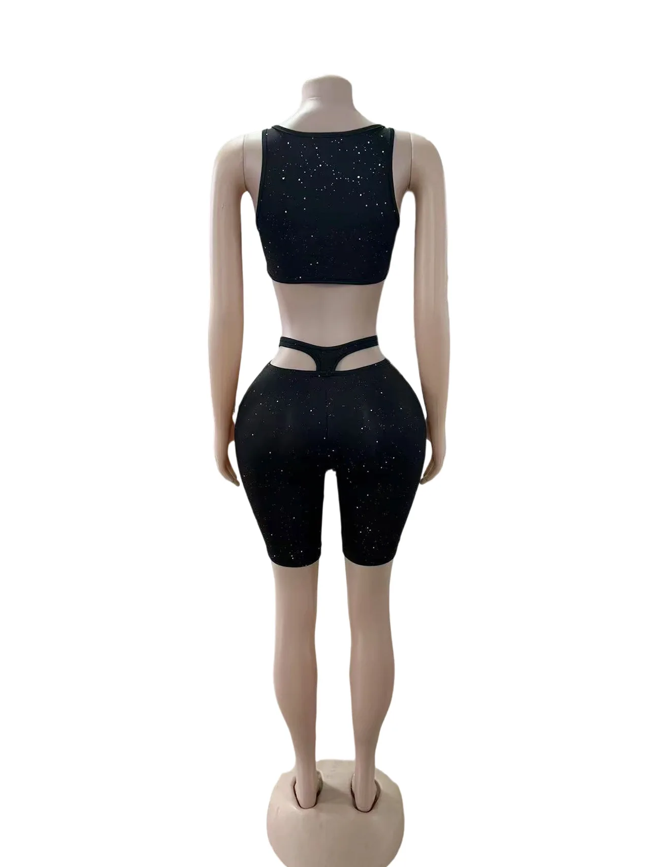 CM.YAYA Fashion Yoga Fitness Women's Set Sleeveless Bra Tops and Shorts 2025 Summer Sporty Two 2 Piece Sets Outfits Tracksuit