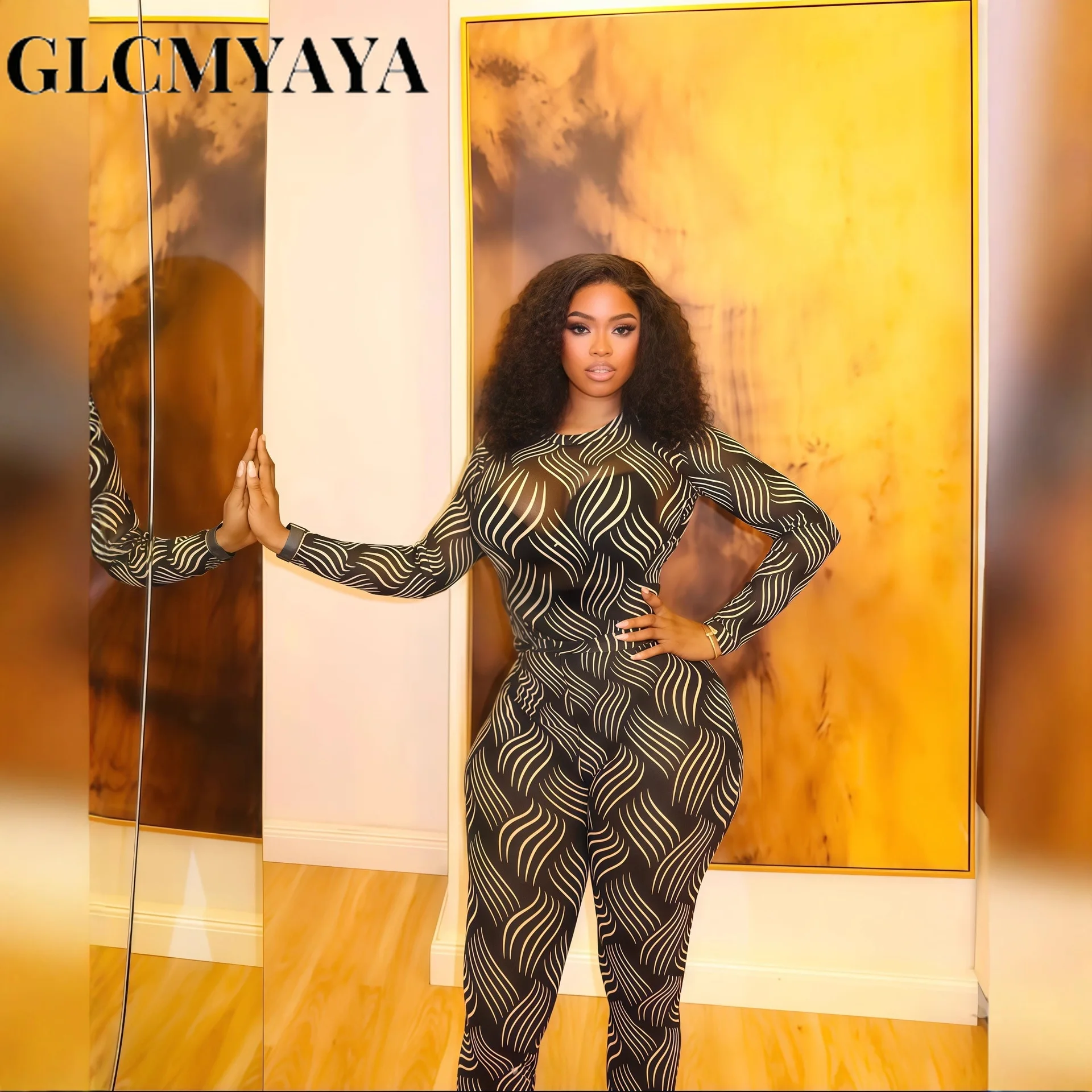 GLCMYAYA Women Set Striped Printed Full Sleeve O-neck T-Shirts +Pencil Pants 2025 Fall Street Tracksuit Two 2 Piece Set Outfits GLCMYAYA Women Set Striped Printed Full Sleeve O-neck T-Shirts +Pencil Pants 2025 Fall Street Tracksuit Two 2 Piece Set Outfits