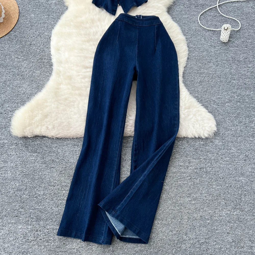 GLCMYAYA Fashion Denim Women's Set Sleeveless Button Tank Tops and Wide Leg Jeans Pants Sets 2025 Holiday Two 2 Piece Set Outfit GLCMYAYA Fashion Denim Women's Set Sleeveless Button Tank Tops and Wide Leg Jeans Pants Sets 2025 Holiday Two 2 Piece Set Outfit