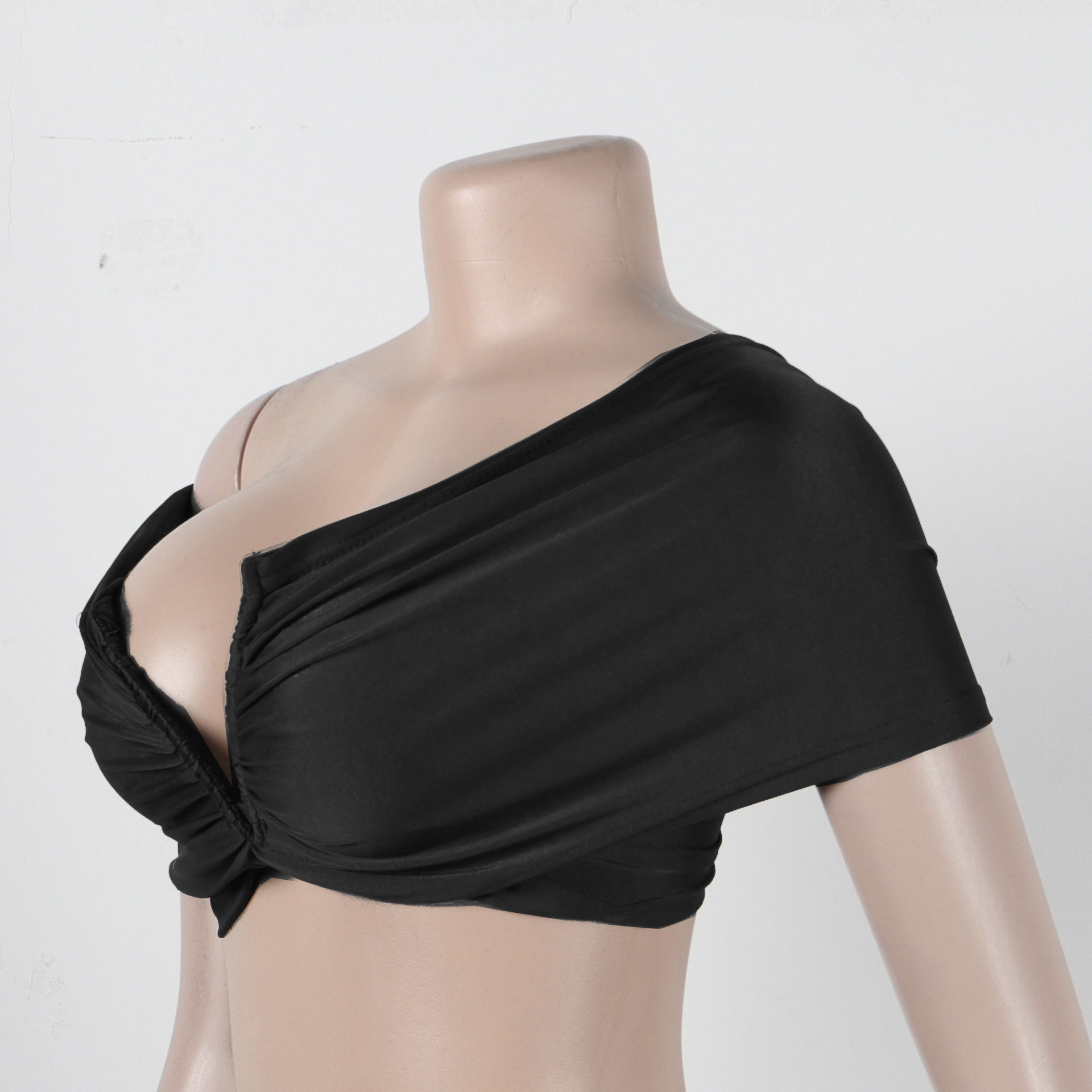 CM.YAYA Stacked Ruched Women's Set Off Shoulder Crop Top and Low Waist Maxi Long Skirts 2023 Sexy Party Two 2 Piece Sets Outfits