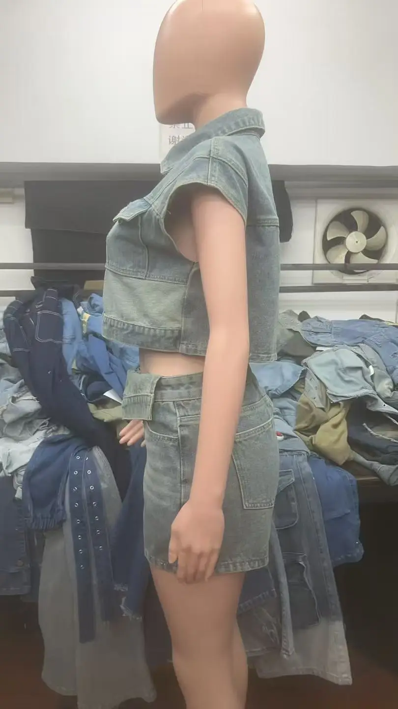 CM.YAYA Fashion Denim Women's Set Short Sleeve Jackets Tops and Shorts Jeans Sets 2025 Summer Two 2 Piece Sets Outfits Tracksuit CM.YAYA Fashion Denim Women's Set Short Sleeve Jackets Tops and Shorts Jeans Sets 2025 Summer Two 2 Piece Sets Outfits Tracksuit