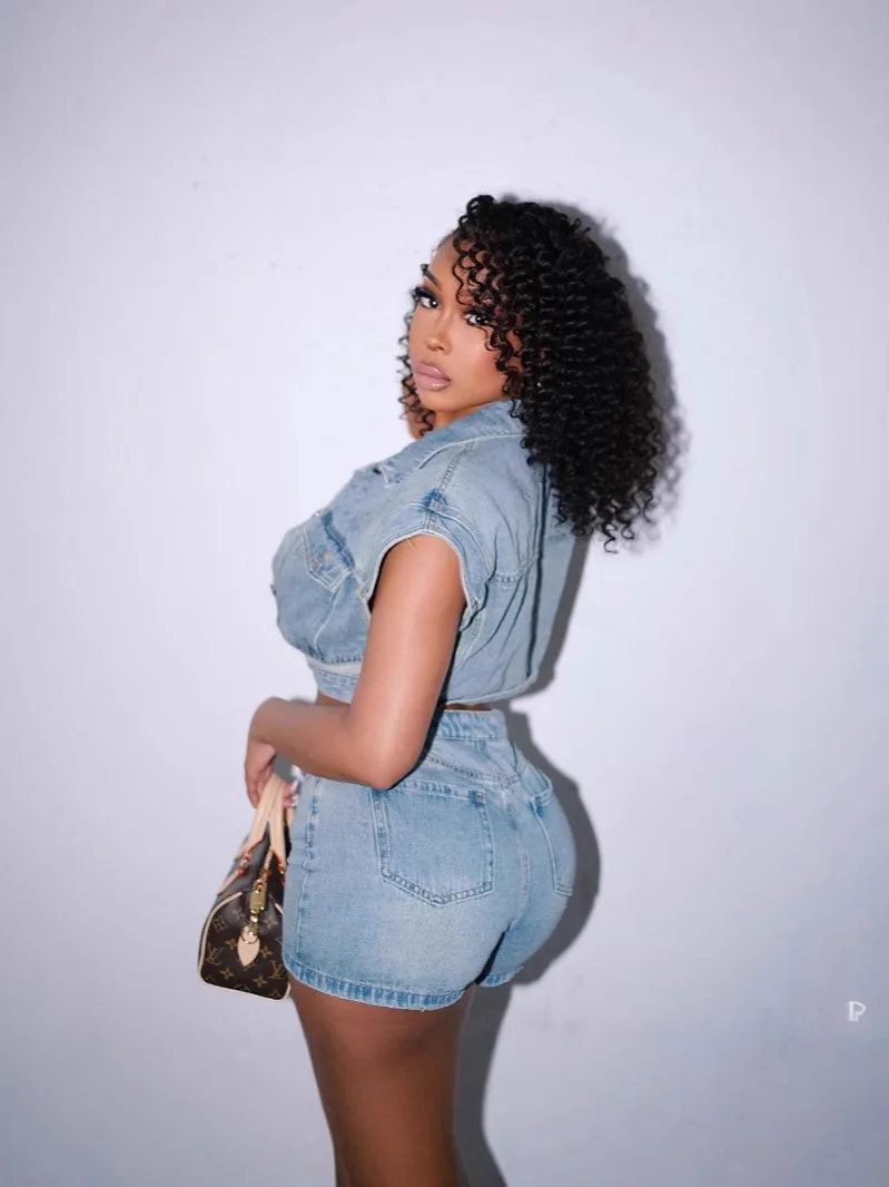 CM.YAYA Fashion Denim Women's Set Short Sleeve Jackets Tops and Shorts Jeans Sets 2025 Summer Two 2 Piece Sets Outfits Tracksuit CM.YAYA Fashion Denim Women's Set Short Sleeve Jackets Tops and Shorts Jeans Sets 2025 Summer Two 2 Piece Sets Outfits Tracksuit