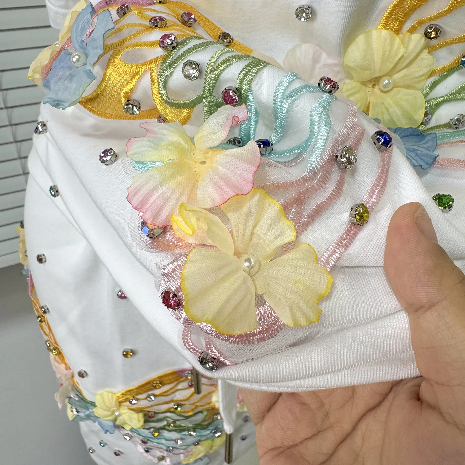 CM.YAYA Fashion Butterfly Floral Beading Women's Set T-shirt and Shorts 2025 Summer Active Two 2 Piece Sets Outfit Tracksuit CM.YAYA Fashion Butterfly Floral Beading Women's Set T-shirt and Shorts 2025 Summer Active Two 2 Piece Sets Outfit Tracksuit