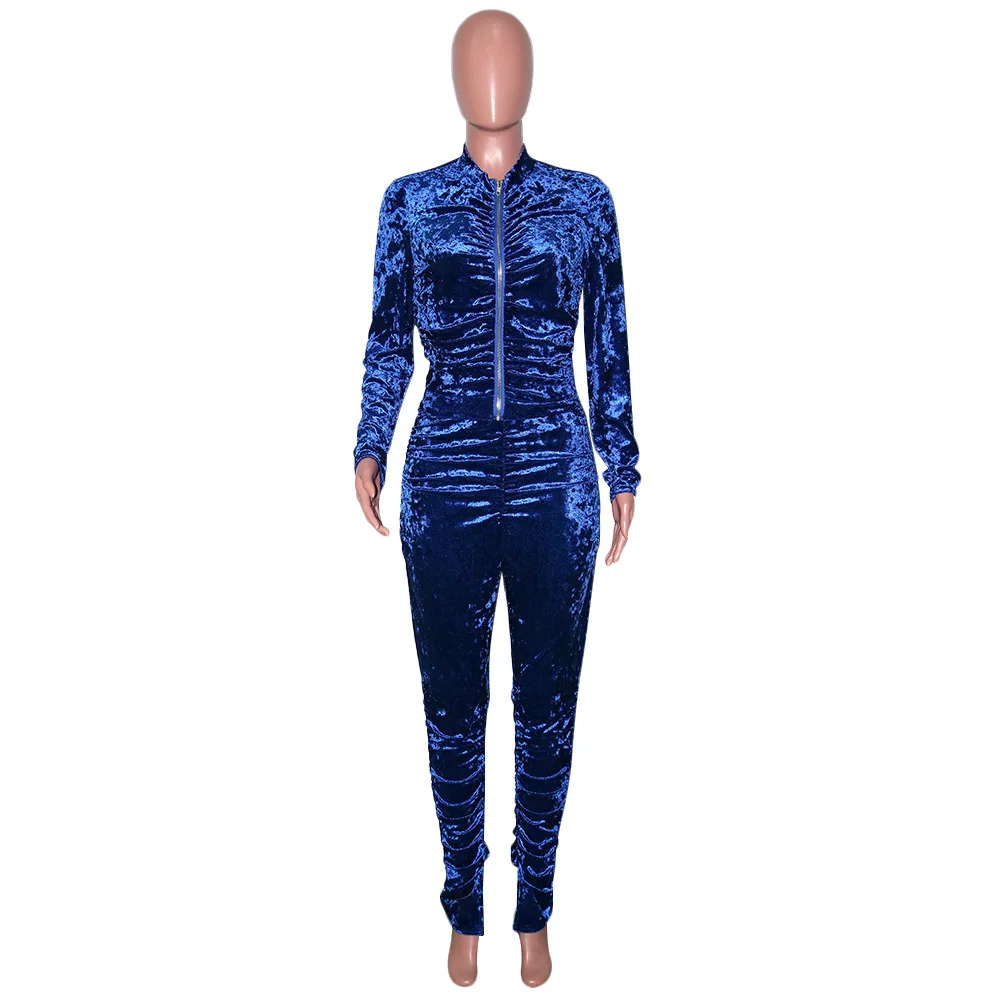 CM.YAYA Active Velvet Stacked Sweatsuit Women's Set Zipper Jacket Pants Suit Streetwear Tracksuit Two Piece Set Fitness Outfit