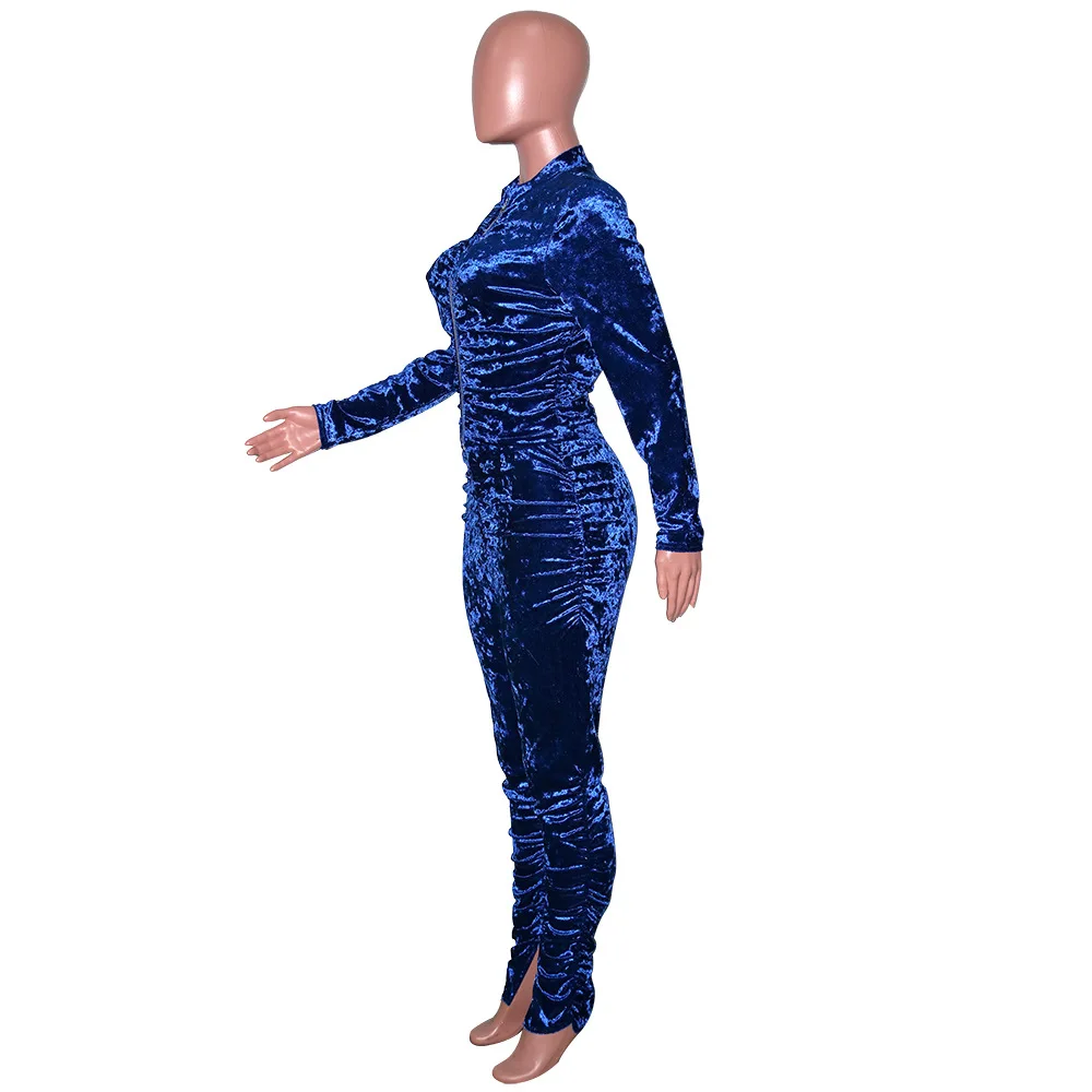 CM.YAYA Active Velvet Stacked Sweatsuit Women's Set Zipper Jacket Pants Suit Streetwear Tracksuit Two Piece Set Fitness Outfit