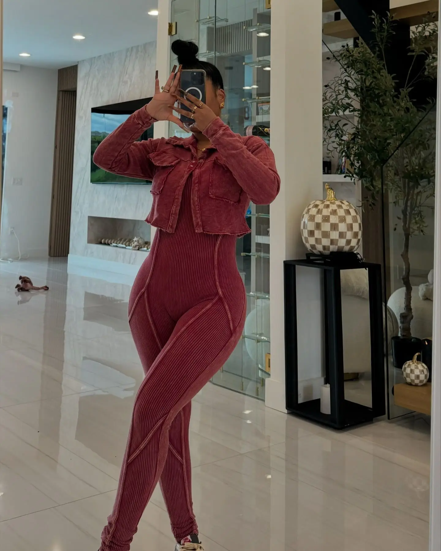 CM.YAYA Fashion Women's Set Washed Knitted Long Sleeve V-neck Coats+pencil Jumpsuits Active Two 2 Piece Set Outfits Tracksuit CM.YAYA Fashion Women's Set Washed Knitted Long Sleeve V-neck Coats+pencil Jumpsuits Active Two 2 Piece Set Outfits Tracksuit