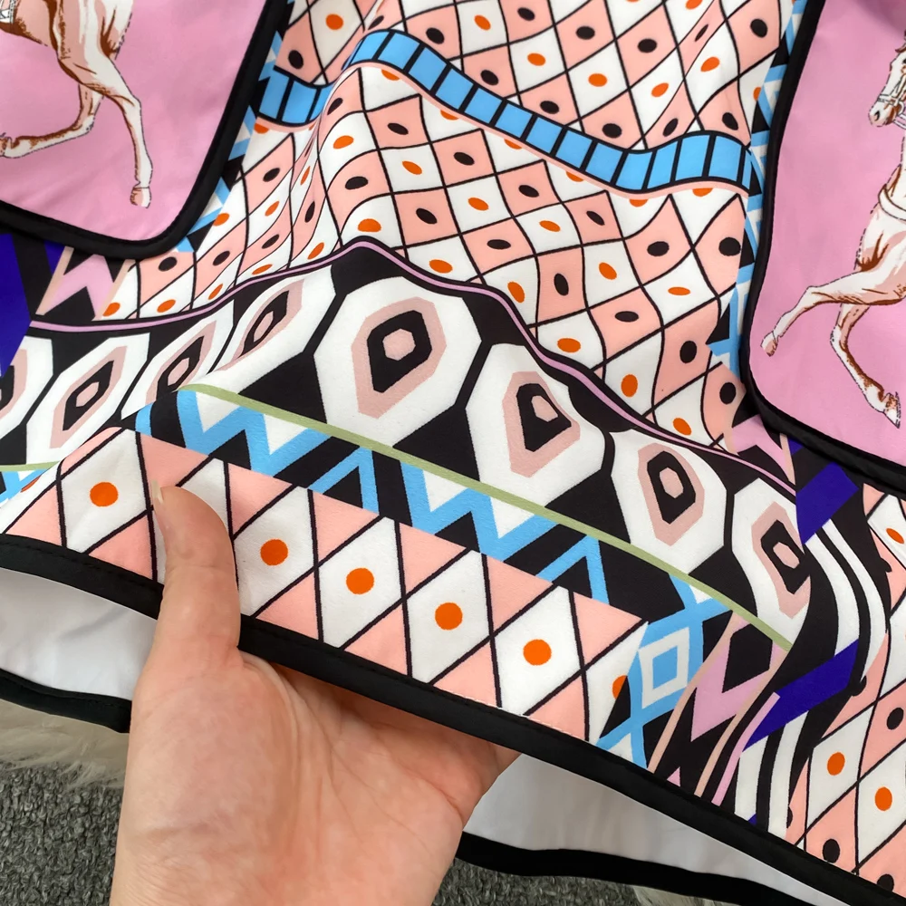 CM.YAYA Vintage 3D Geometrial Printed Women Long Sleeve Shirt and Bodycon Midi Mini Skirt Suit Street INS Two 2 Piece Set Outfit