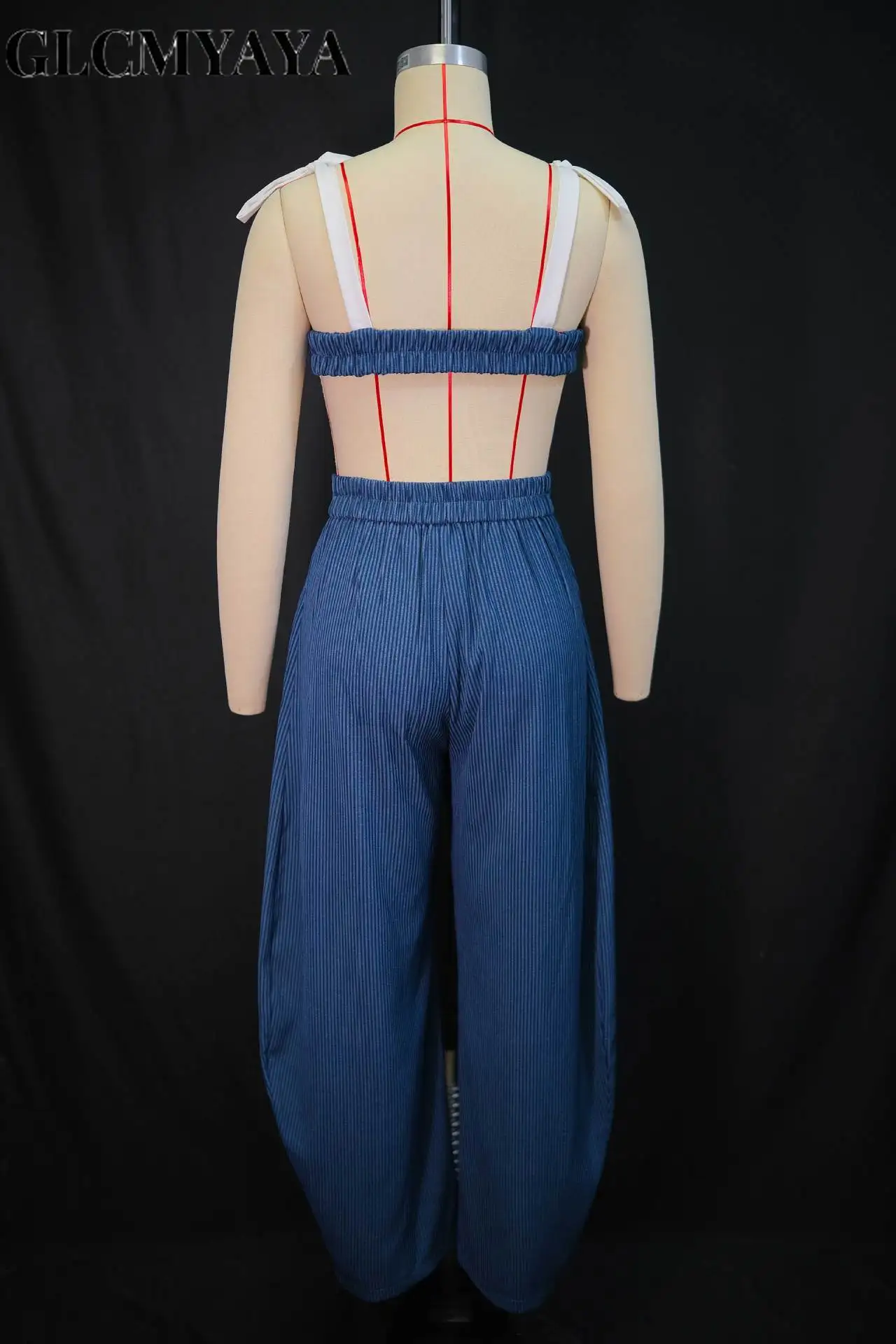 GLCMYAYA Street Women Set Striped Strapless Bow Crop Top and Long Pants 2026 Spring Party Vacation Sexy Two 2 Piece Set Outfits GLCMYAYA Street Women Set Striped Strapless Bow Crop Top and Long Pants 2026 Spring Party Vacation Sexy Two 2 Piece Set Outfits