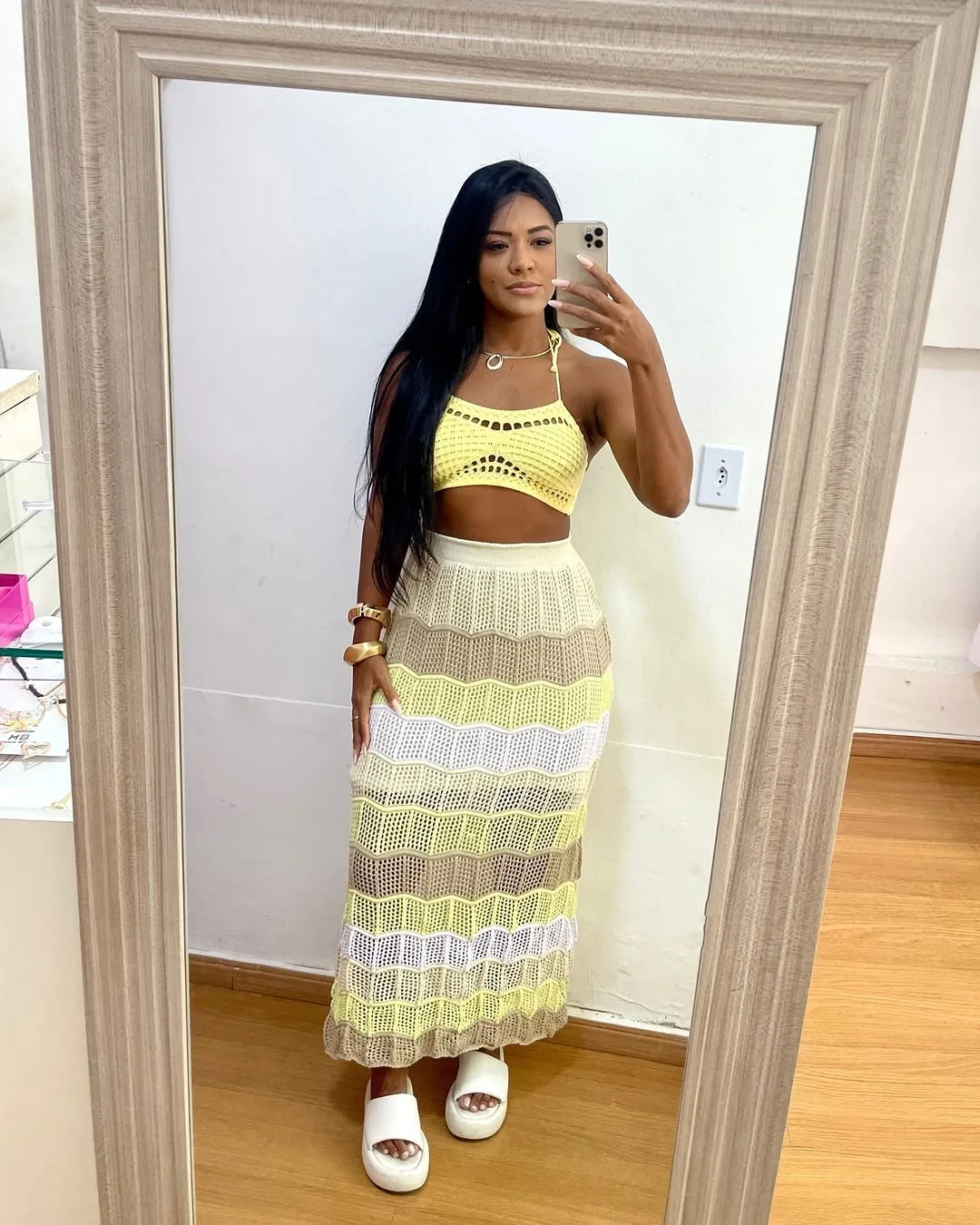 CM.YAYA Knitted Hollow Out Women's Set strap Sleeveless Crop Top + bodycon midi maxi long Skirt 2025 Beach Two 2Piece Set Outfit CM.YAYA Knitted Hollow Out Women's Set strap Sleeveless Crop Top + bodycon midi maxi long Skirt 2025 Beach Two 2Piece Set Outfit