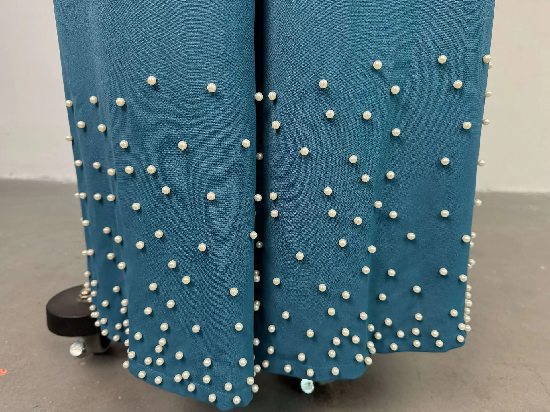 CM.YAYA Women's Set Long Sleeve High Low Maxi Blouse and Pearl Beading Wide Leg Pants 2025 Two 2 Piece Sets Outfits Tracksuit