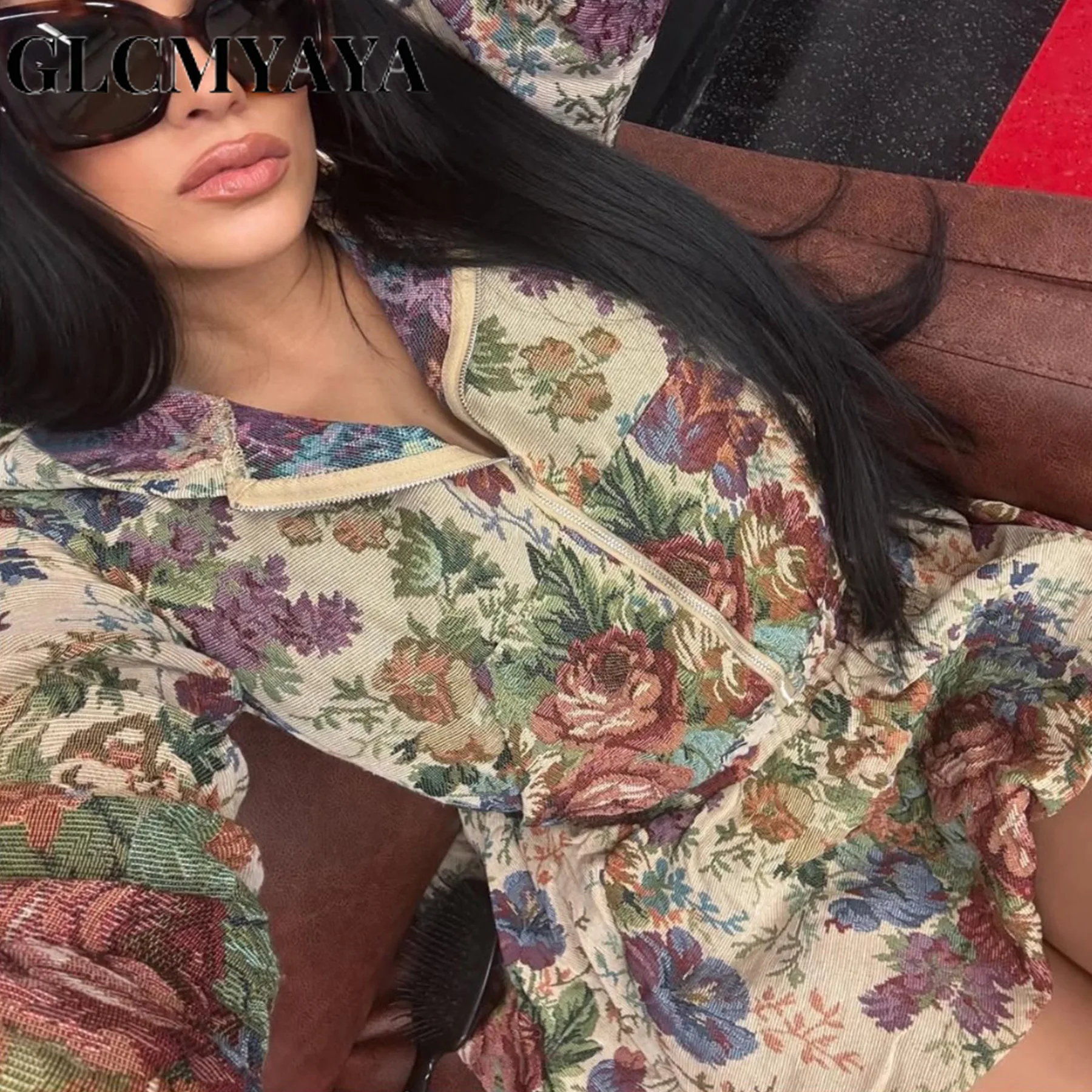 GLCMYAYA Women’s Dress Set Long Sleeve Floral Print Tops Jackets and Mini Skirt Suit 2025 Fall Winter Two 2 Piece Sets Outfits GLCMYAYA Women's Dress Set Long Sleeve Floral Print Tops Jackets and Mini Skirt Suit 2025 Fall Winter Two 2 Piece Sets Outfits