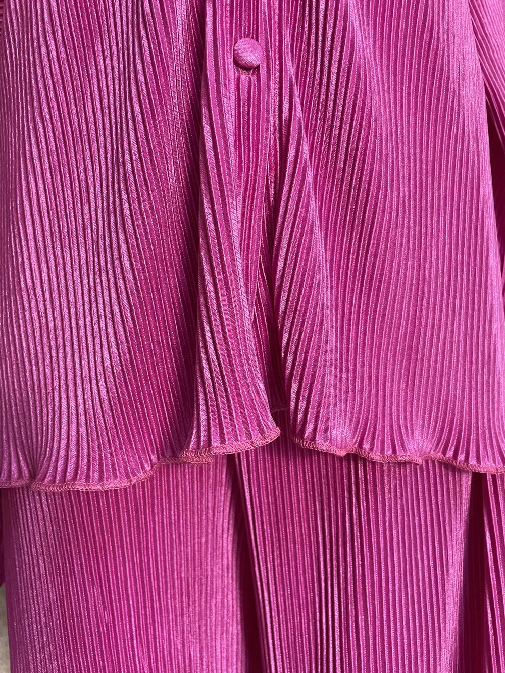 CM.YAYA Pleated Solid Women Set Long Sleeve Shirts and Straight Wide Leg Pants Suits Tracksuit Two Piece Set Fitness Outfits