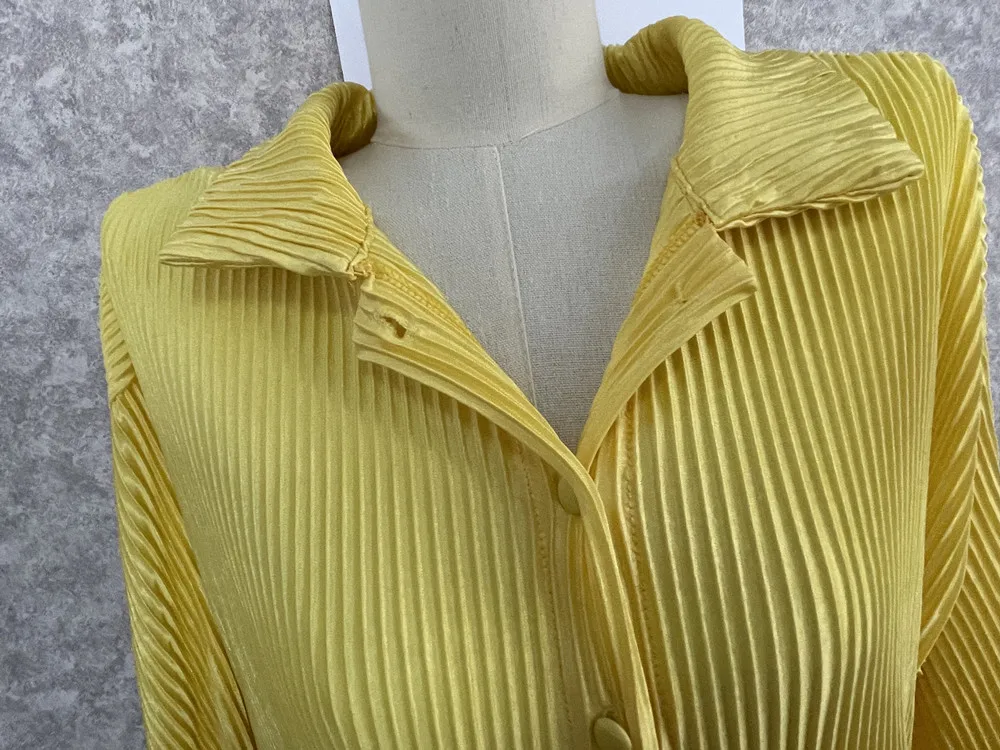 CM.YAYA Pleated Solid Women Set Long Sleeve Shirts and Straight Wide Leg Pants Suits Tracksuit Two Piece Set Fitness Outfits