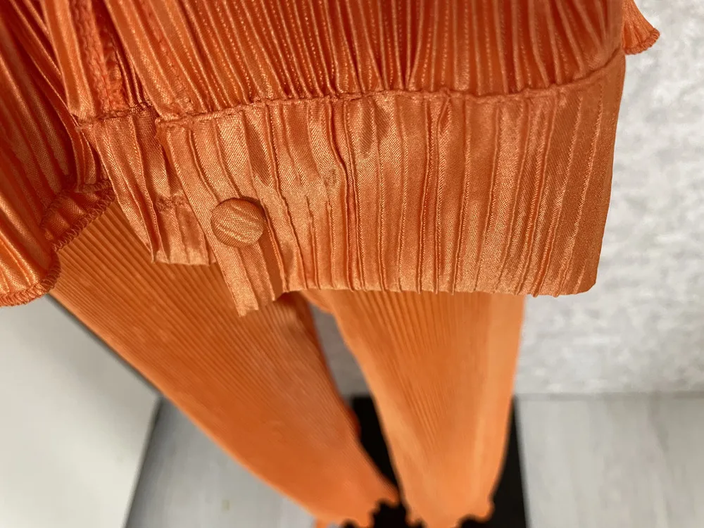 CM.YAYA Pleated Solid Women Set Long Sleeve Shirts and Straight Wide Leg Pants Suits Tracksuit Two Piece Set Fitness Outfits