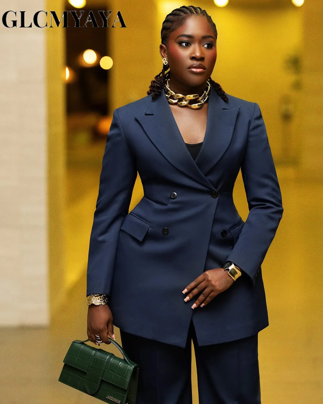 CM.YAYA Elegant Women Long Sleeve Double Button Blazer and Pants Suits 2025 Chic Streetwear Fall Fashion Two 2 Piece Set Outfits