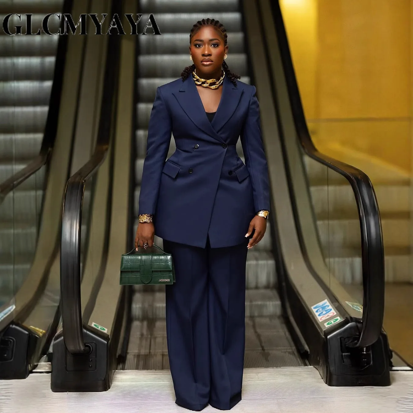 CM.YAYA Elegant Women Long Sleeve Double Button Blazer and Pants Suits 2025 Chic Streetwear Fall Fashion Two 2 Piece Set Outfits