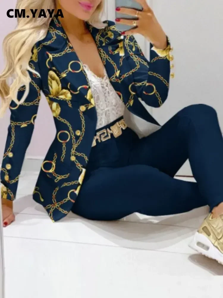 CM.YAYA Elegant INS Paisley Butterfly Blazer Suit and Pants Two 2 Piece Set Women 2022 Autumn Winter Street Outfit Tracksuit CM.YAYA Elegant INS Paisley Butterfly Blazer Suit and Pants Two 2 Piece Set Women 2022 Autumn Winter Street Outfit Tracksuit