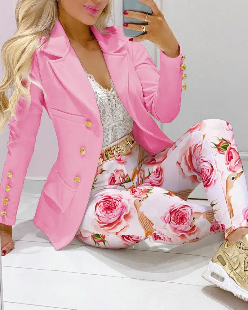 CM.YAYA Elegant INS Paisley Butterfly Blazer Suit and Pants Two 2 Piece Set  Women 2022 Autumn Winter Street Outfit Tracksuit