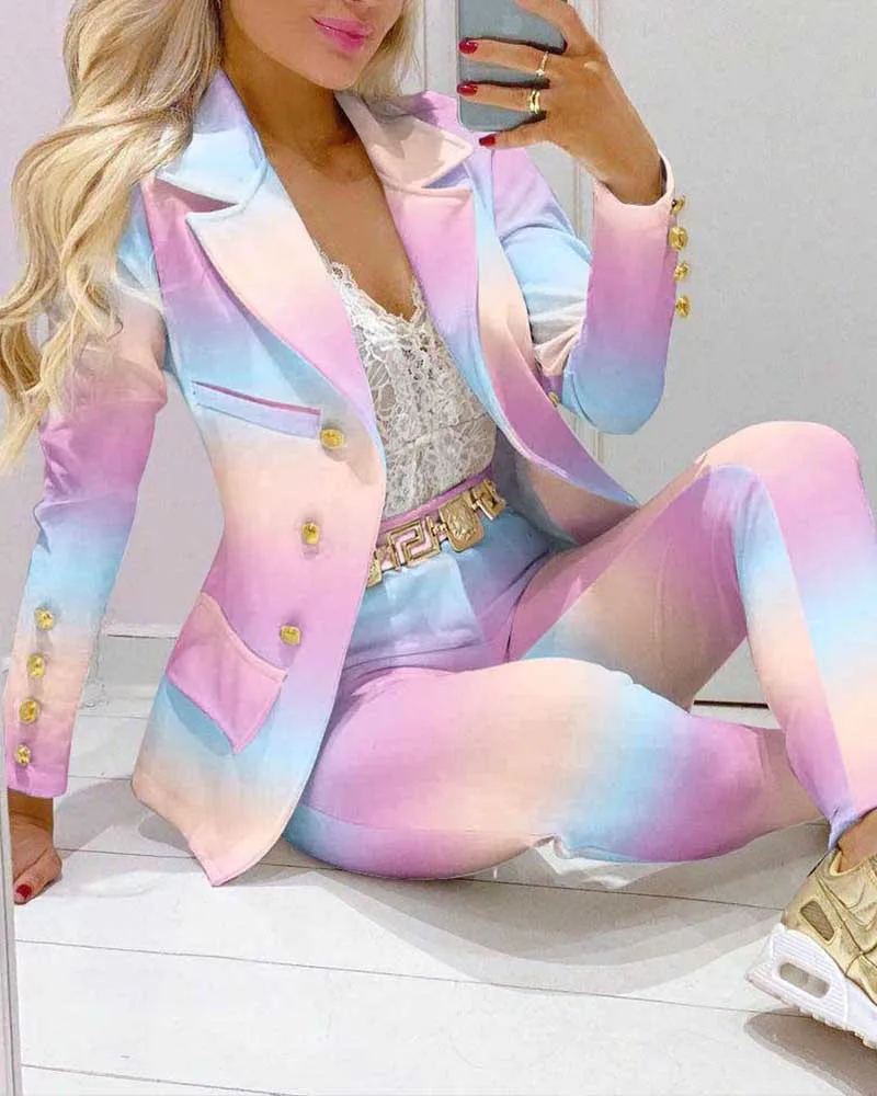 CM.YAYA Elegant INS Paisley Butterfly Blazer Suit and Pants Two 2 Piece Set  Women 2022 Autumn Winter Street Outfit Tracksuit