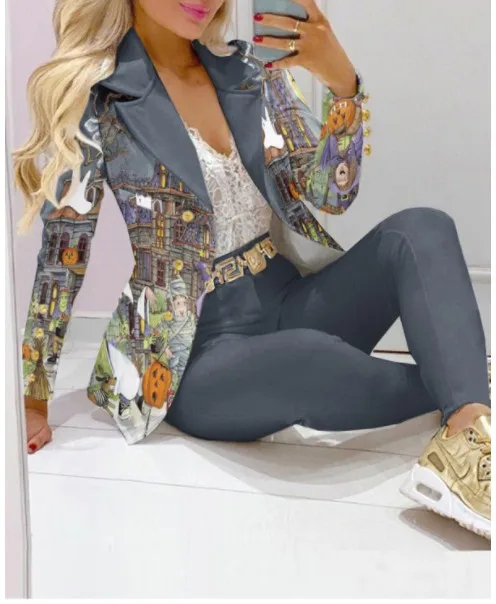 CM.YAYA Elegant INS Paisley Butterfly Blazer Suit and Pants Two 2 Piece Set  Women 2022 Autumn Winter Street Outfit Tracksuit