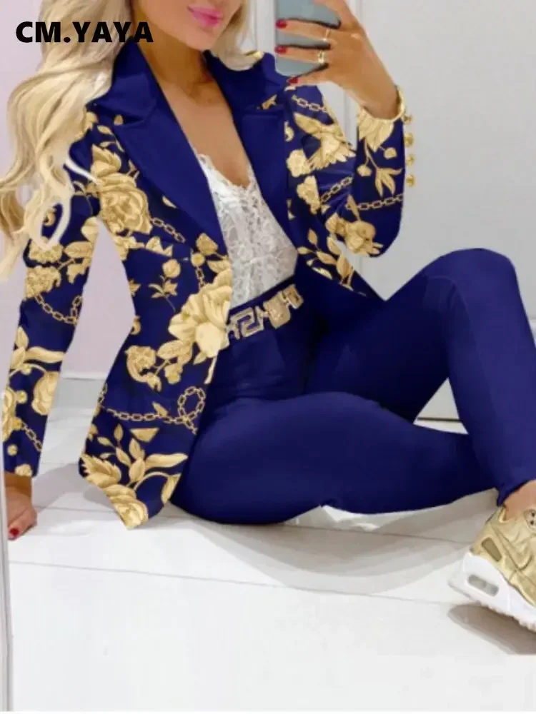 CM.YAYA Elegant INS Paisley Butterfly Blazer Suit and Pants Two 2 Piece Set Women 2022 Autumn Winter Street Outfit Tracksuit CM.YAYA Elegant INS Paisley Butterfly Blazer Suit and Pants Two 2 Piece Set Women 2022 Autumn Winter Street Outfit Tracksuit
