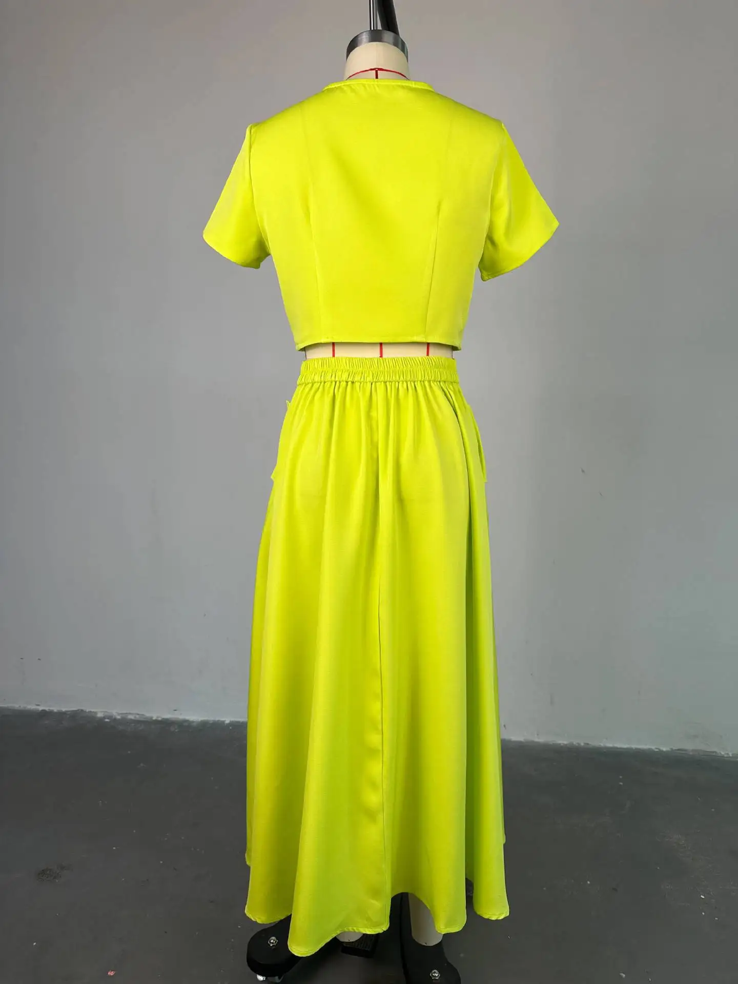 CM.YAYA Women Set Street Short Sleeve O-Neck Button Tops +midi Skirts Suits Two 2 Piece Sets 2024 Summer OL Fitness Tracksuits