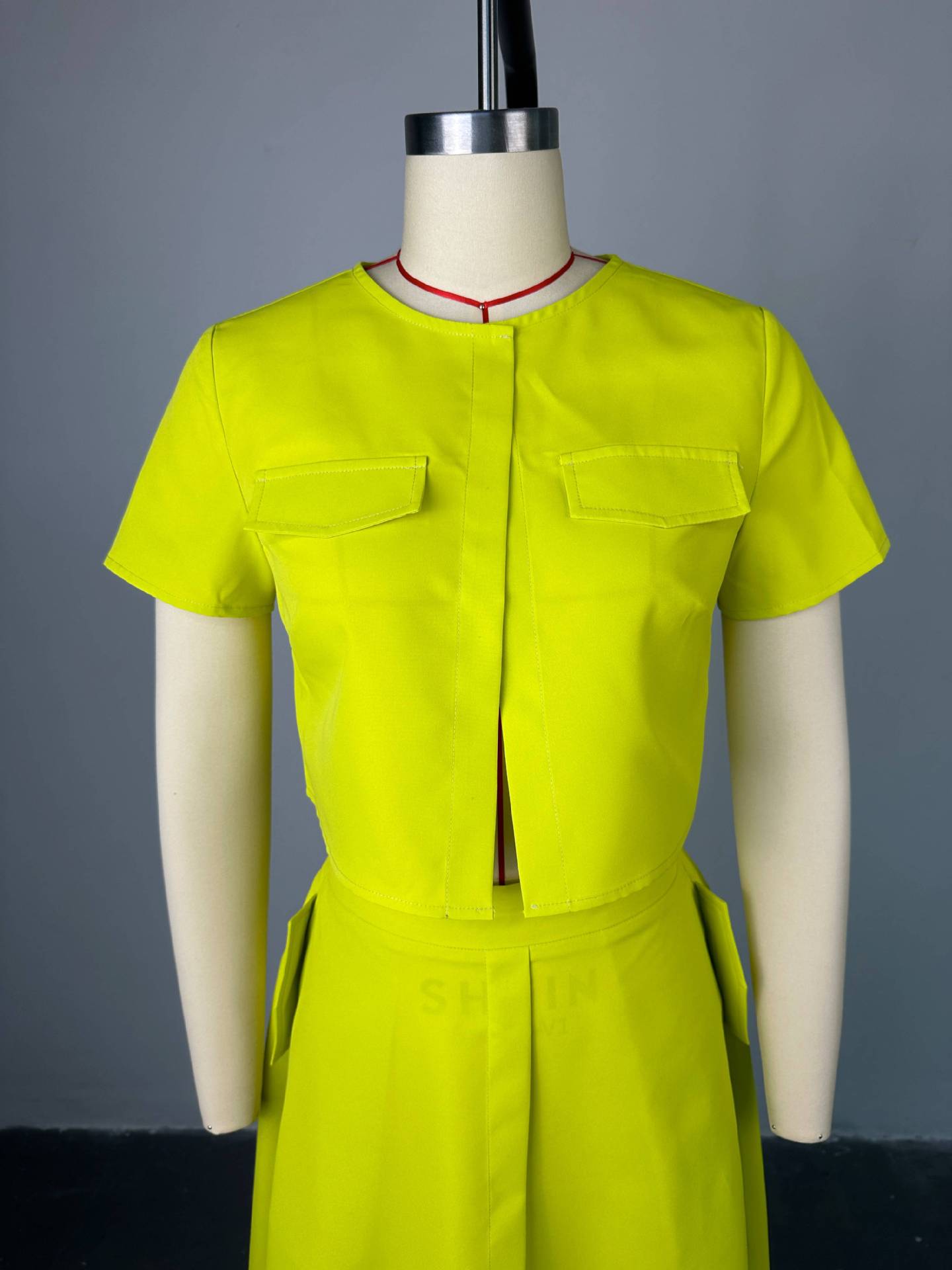 CM.YAYA Women Set Street Short Sleeve O-Neck Button Tops +midi Skirts Suits Two 2 Piece Sets 2024 Summer OL Fitness Tracksuits