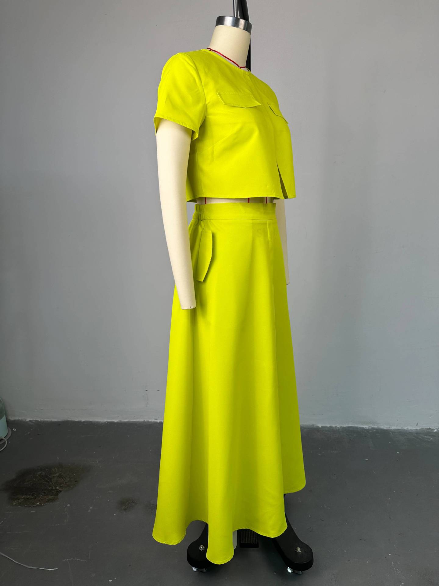 CM.YAYA Women Set Street Short Sleeve O-Neck Button Tops +midi Skirts Suits Two 2 Piece Sets 2024 Summer OL Fitness Tracksuits