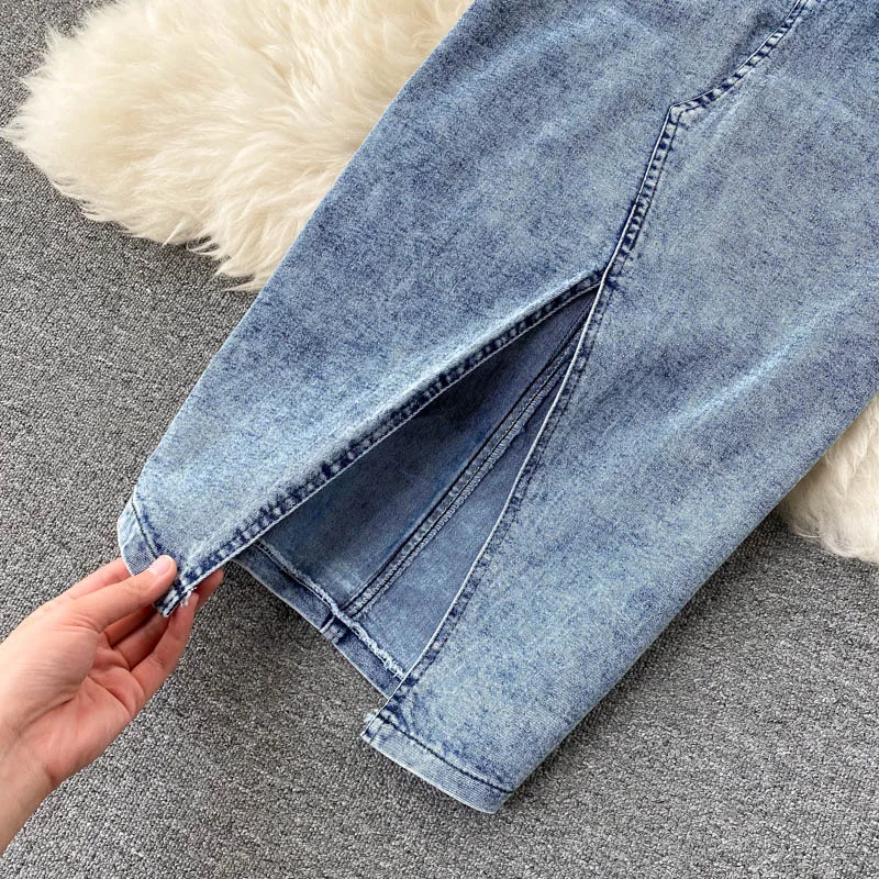 CM.YAYA Women Denim Sets Sleeveless Strap Crop Top and Long Skirts Suits 2024 Summer Jeans Streetwear Two 2 Piece Sets Outfits CM.YAYA Women Denim Sets Sleeveless Strap Crop Top and Long Skirts Suits 2024 Summer Jeans Streetwear Two 2 Piece Sets Outfits