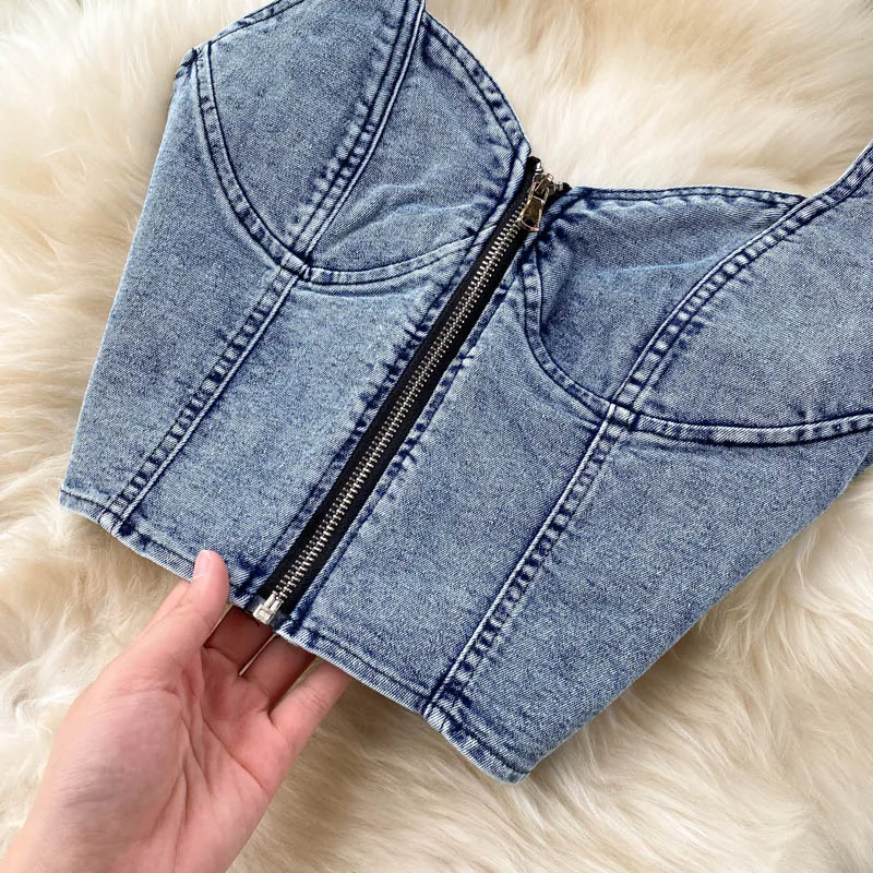 CM.YAYA Women Denim Sets Sleeveless Strap Crop Top and Long Skirts Suits 2024 Summer Jeans Streetwear Two 2 Piece Sets Outfits CM.YAYA Women Denim Sets Sleeveless Strap Crop Top and Long Skirts Suits 2024 Summer Jeans Streetwear Two 2 Piece Sets Outfits