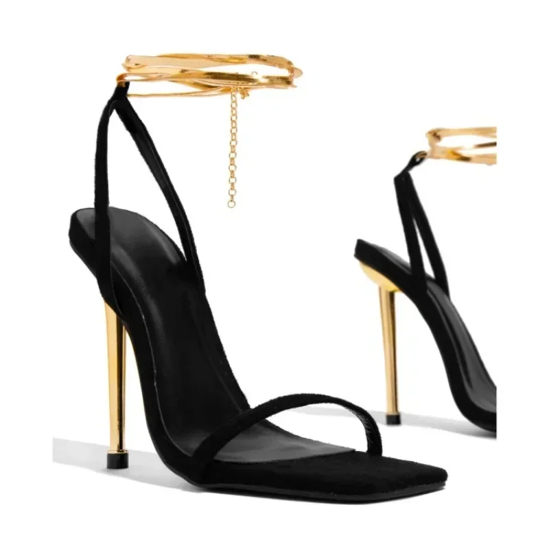 Women Heels Sexy Gold Padlock High Heels Sandals Thin Single Strap Metal Stiletto Sandals Gold Heel Shoes 2025 High Heels Women Heels Sexy Gold Padlock High Heels Sandals Thin Single Strap Metal Stiletto Sandals Gold Heel Shoes 2025 High Heels