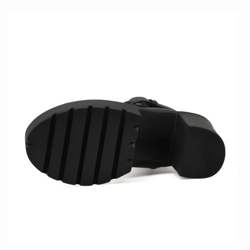Women's Platform Chunky High Heel Ankle Boots Black Buckle Strap Lace Up Side Zipper Motorcycle Boots Punk Style Shoes Women's Platform Chunky High Heel Ankle Boots Black Buckle Strap Lace Up Side Zipper Motorcycle Boots Punk Style Shoes