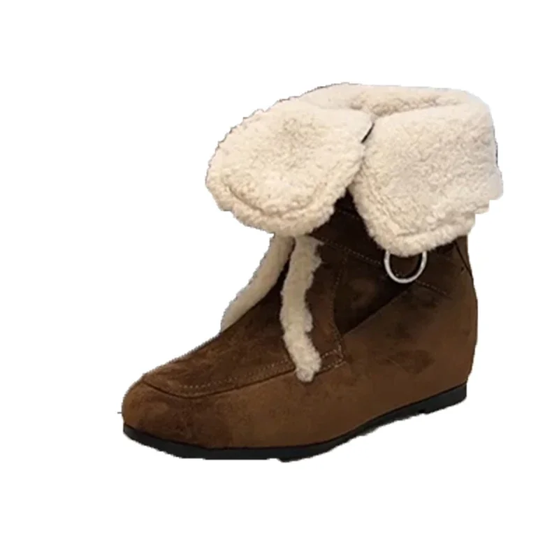 Ankle Boots for Women's Fur Warm Flats Cotton Shoes Suede Casual Winter Boots New Designer Short Plush Mujer Snow Botas