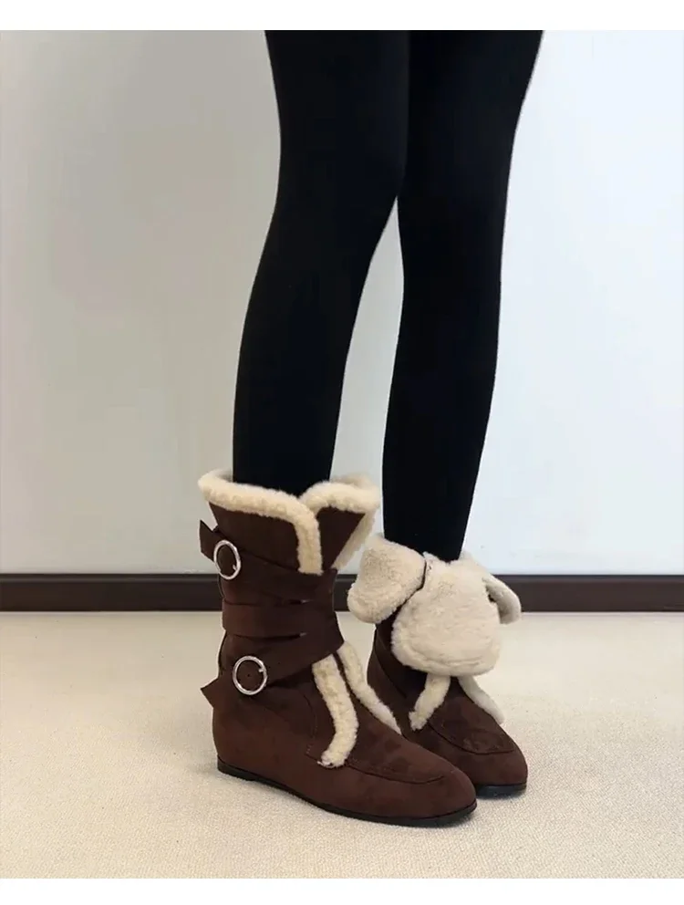 Ankle Boots for Women's Fur Warm Flats Cotton Shoes Suede Casual Winter Boots New Designer Short Plush Mujer Snow Botas Ankle Boots for Women's Fur Warm Flats Cotton Shoes Suede Casual Winter Boots New Designer Short Plush Mujer Snow Botas