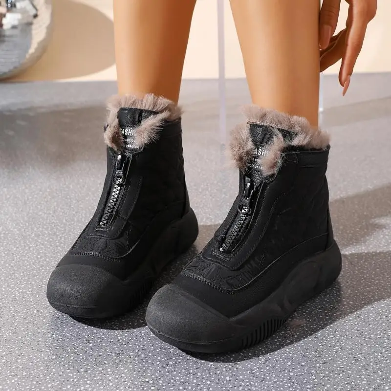 Soft Thick Bottom Furry Sneakers Women Winter Comfort Non Slip Fluffy Fur Snow Boots Warm Thick Plush Woman's Casual Shoes