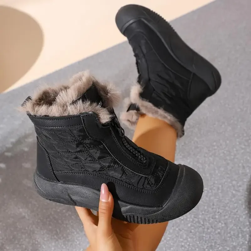 Soft Thick Bottom Furry Sneakers Women Winter Comfort Non Slip Fluffy Fur Snow Boots Warm Thick Plush Woman's Casual Shoes