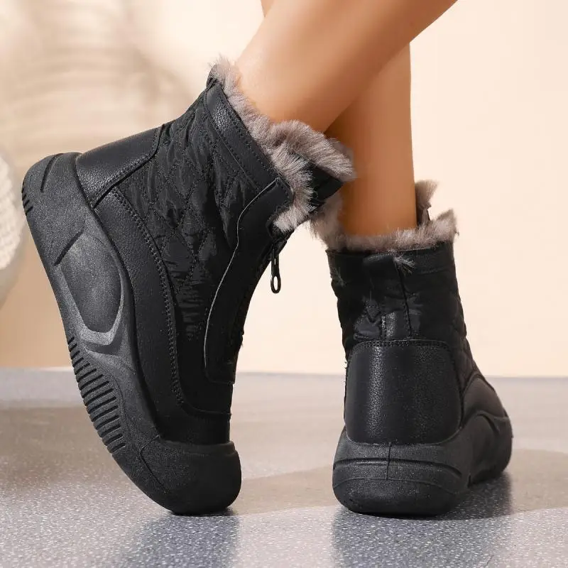 Soft Thick Bottom Furry Sneakers Women Winter Comfort Non Slip Fluffy Fur Snow Boots Warm Thick Plush Woman's Casual Shoes