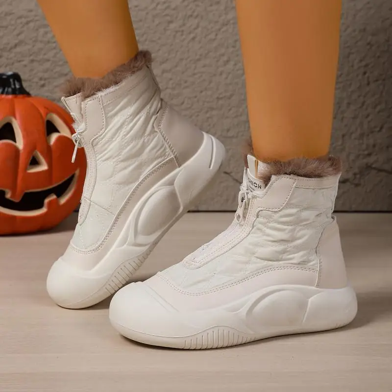 Soft Thick Bottom Furry Sneakers Women Winter Comfort Non Slip Fluffy Fur Snow Boots Warm Thick Plush Woman's Casual Shoes