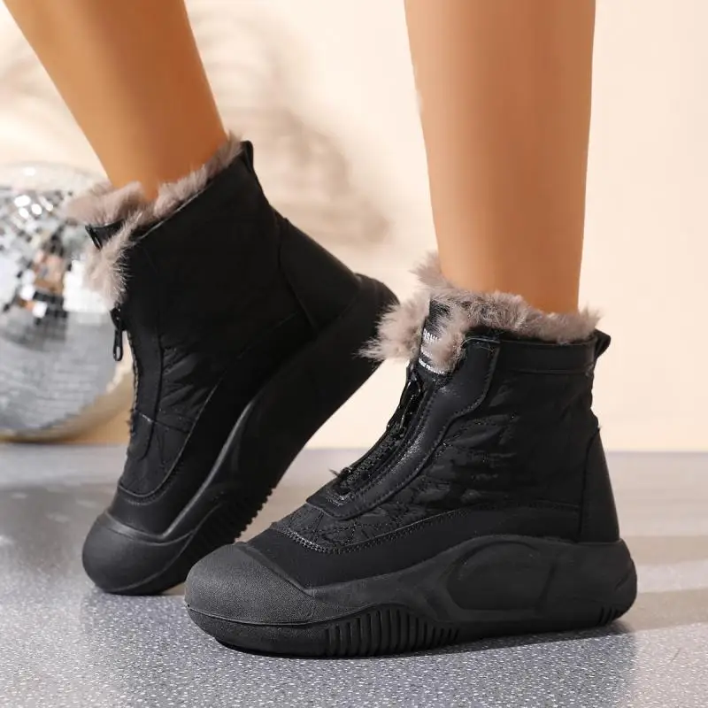 Soft Thick Bottom Furry Sneakers Women Winter Comfort Non Slip Fluffy Fur Snow Boots Warm Thick Plush Woman's Casual Shoes
