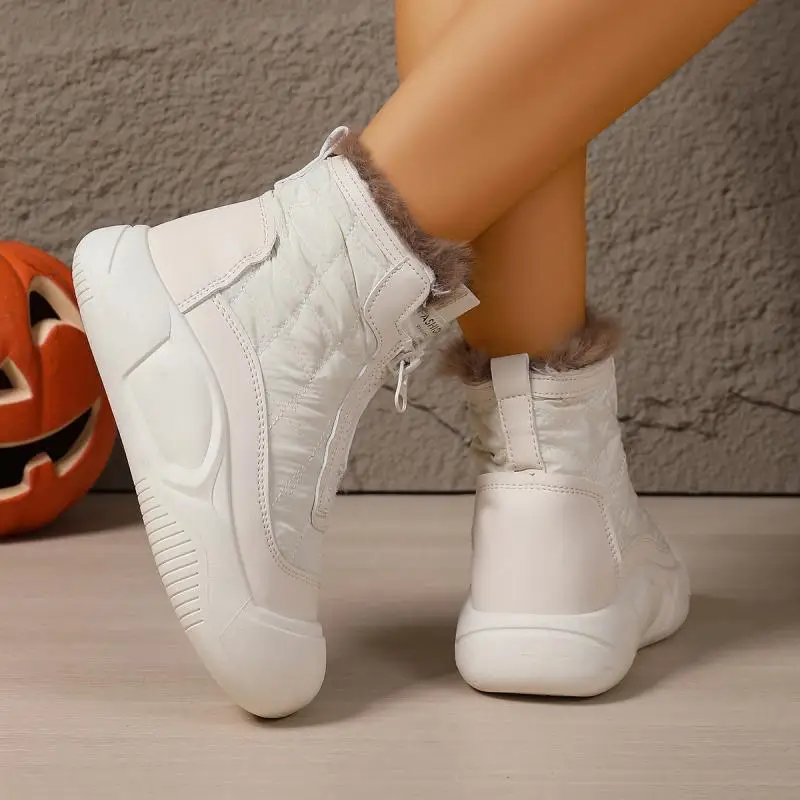 Soft Thick Bottom Furry Sneakers Women Winter Comfort Non Slip Fluffy Fur Snow Boots Warm Thick Plush Woman's Casual Shoes